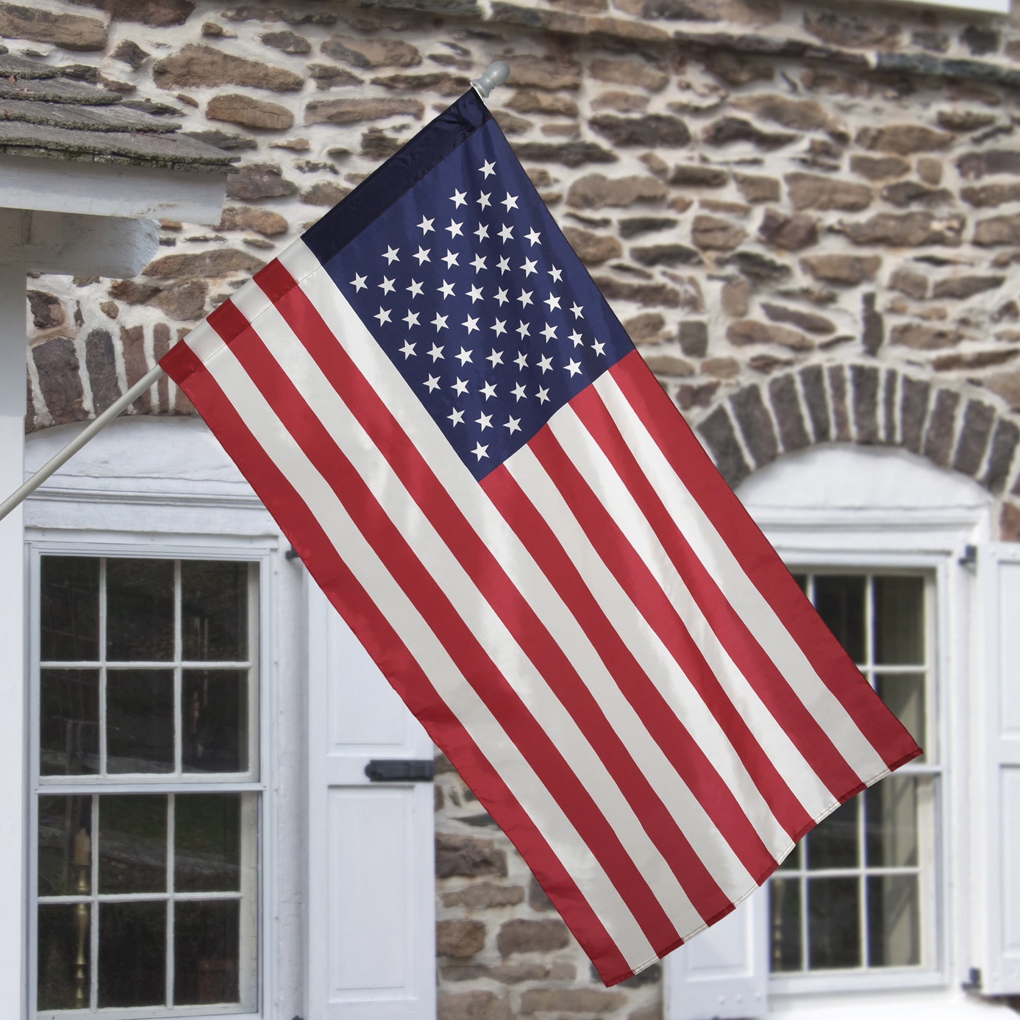 5ft Aluminum Betsy Flags Flagpole, Anti-Tangle Spinning Pole, Silver