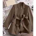 thumbnail image 4 of Women'S Winter Jackets Dressy Casual Ribbed Long Sleeve Lapel Fashion Work Busines Brown XXXL, 4 of 8