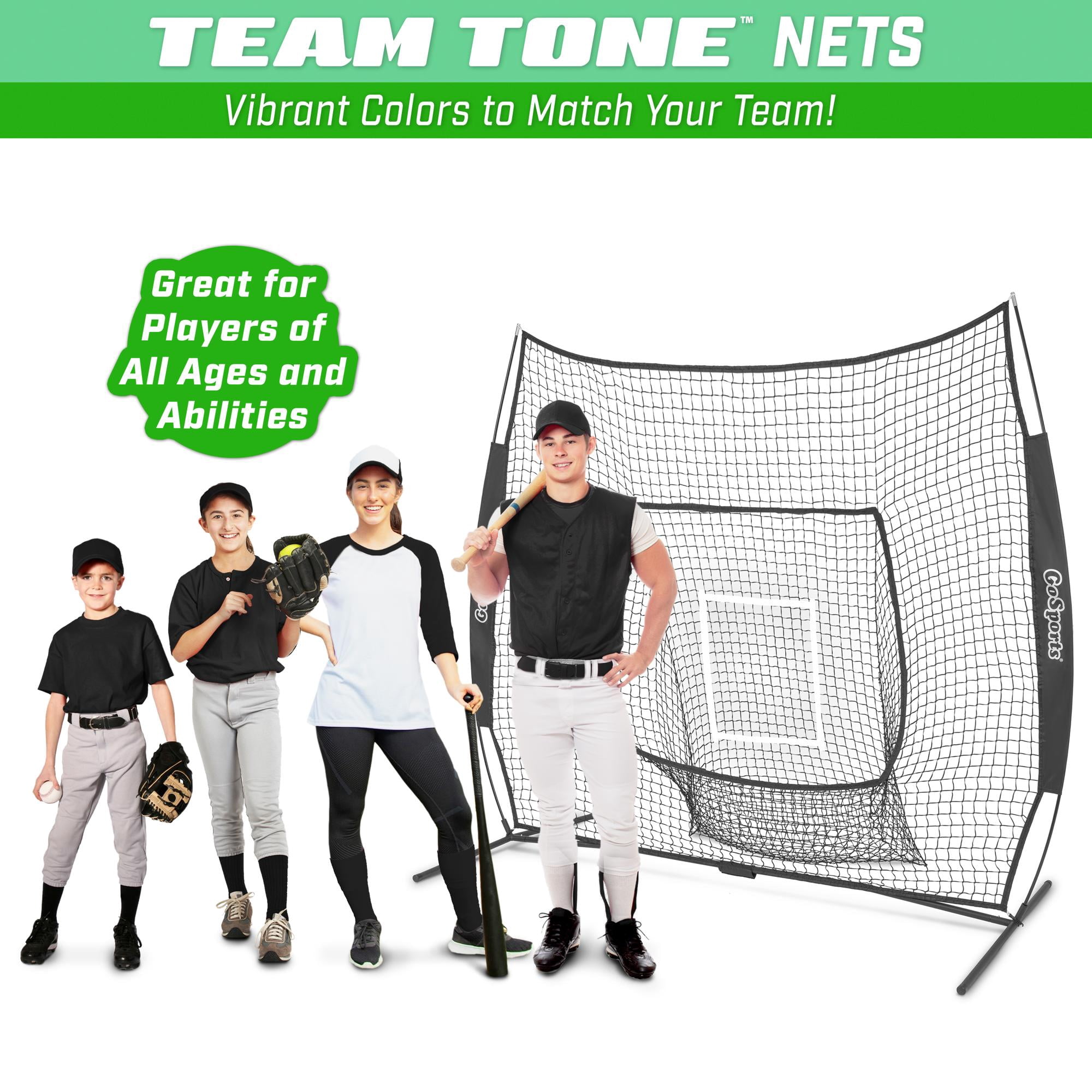 GoSports 7 ft x 7 ft Baseball & Softball Practice Training Hitting & Pitching Net - Black