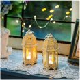 thumbnail image 3 of Farol de vela marroquí, 2 portavelas pequeño con paneles de vidrio transparente, ideal para patio, interior y exterior, eventos, 3 of 5