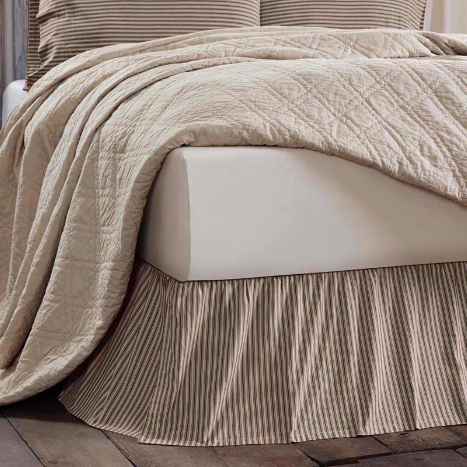 VHC Farmhouse Queen Bed Skirt Bedding Gathered Split Corners White Cotton 