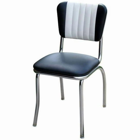 Richardson Seating Corp 4190BLK 4190 Dual Tone Channel Back Diner Chair -Black- with 1 in. Pulled Seat  - Chrome