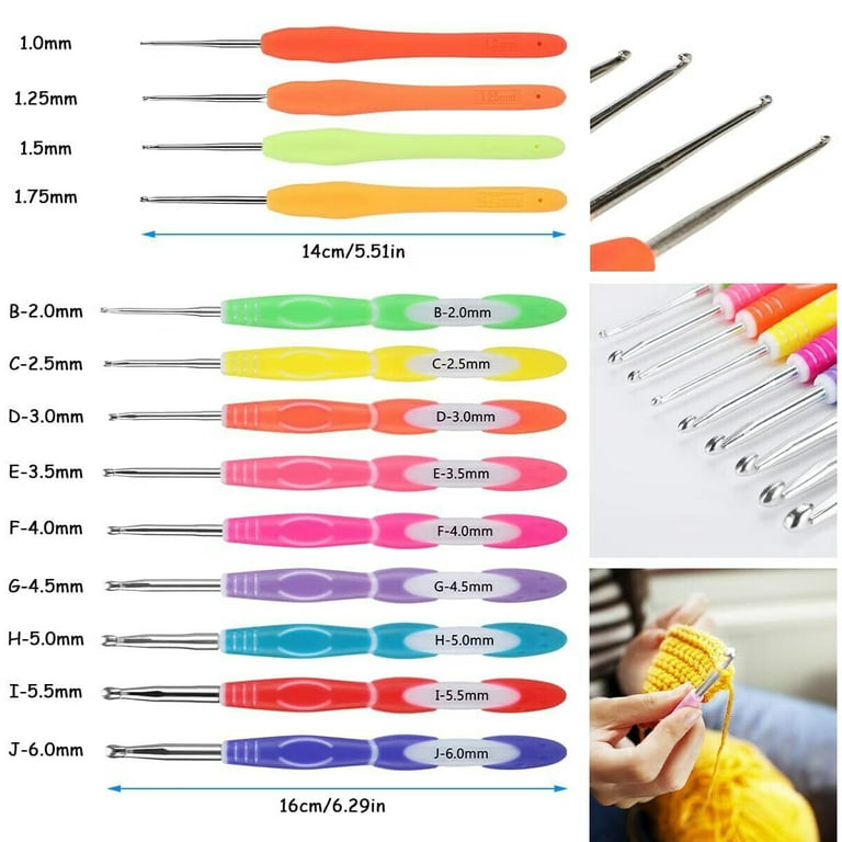 68 Pcs Crochet Hook Set with Case, Ergonomic Crochet Kits Include 5 Roll Yarn, Knitting Needles and Other Supplies