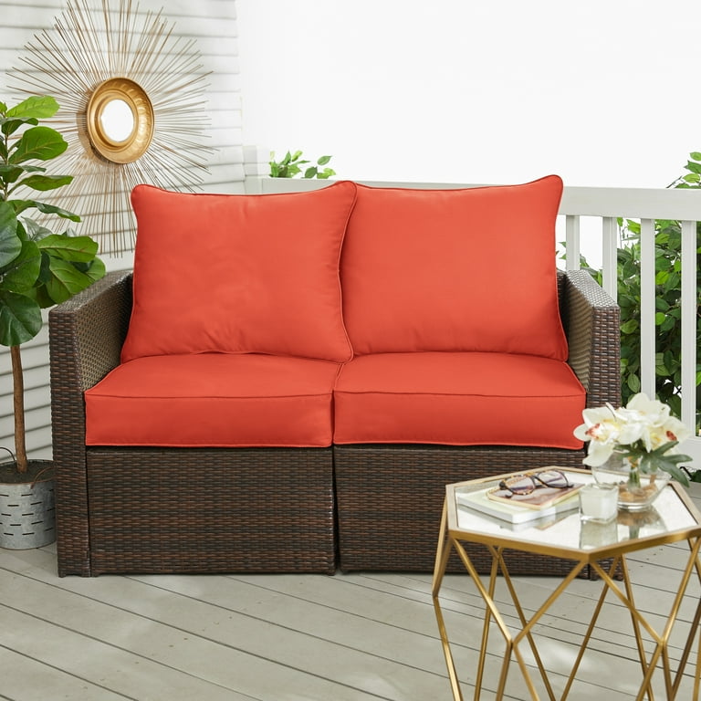 Sunbrella Coral Corded Indoor/ Outdoor Deep Seating Loveseat