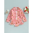 Caitzr Kids Girl Swimsuits Summer Floral Long Sleeve Zipper Ruffles