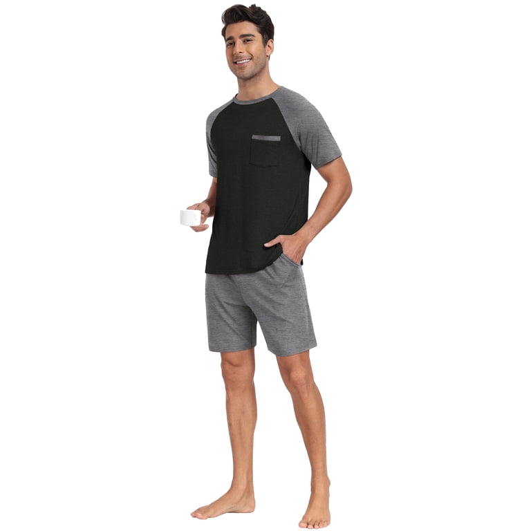 MINTREUS Men's Pajama Set Short Sleeve Raglan photo 4