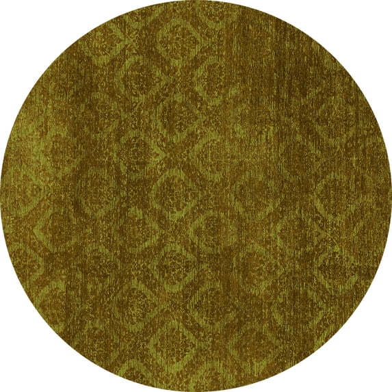 Ahgly Company Indoor Round Abstract Green Modern Area Rugs, 7' Round