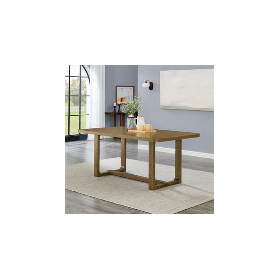 Darla 72"W Rectangular Walnut Oak Wood Sled Dining Table