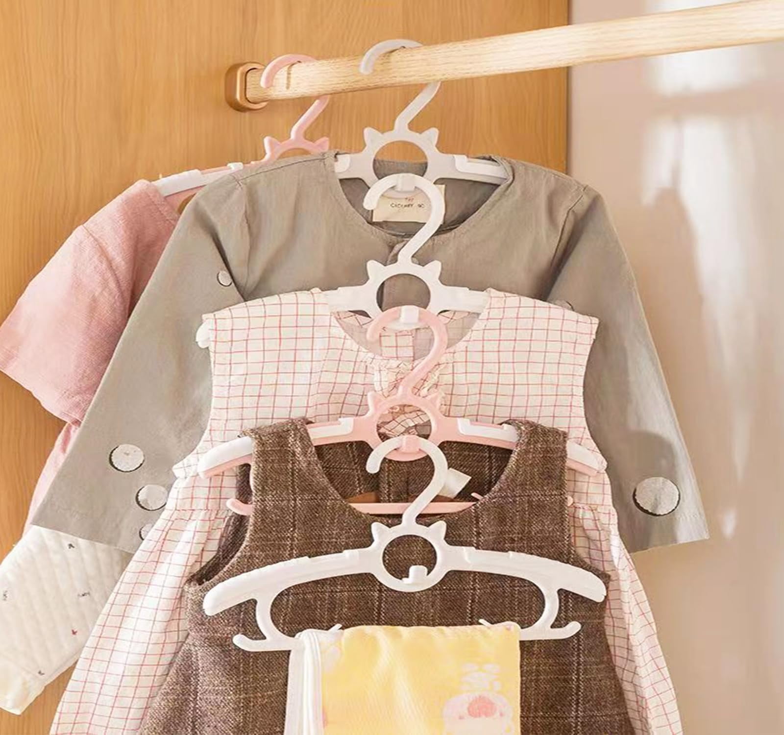 Gray 30 Pieces Adjustable Plastic Clothes Hangers For Nursery and Home Closet Organization