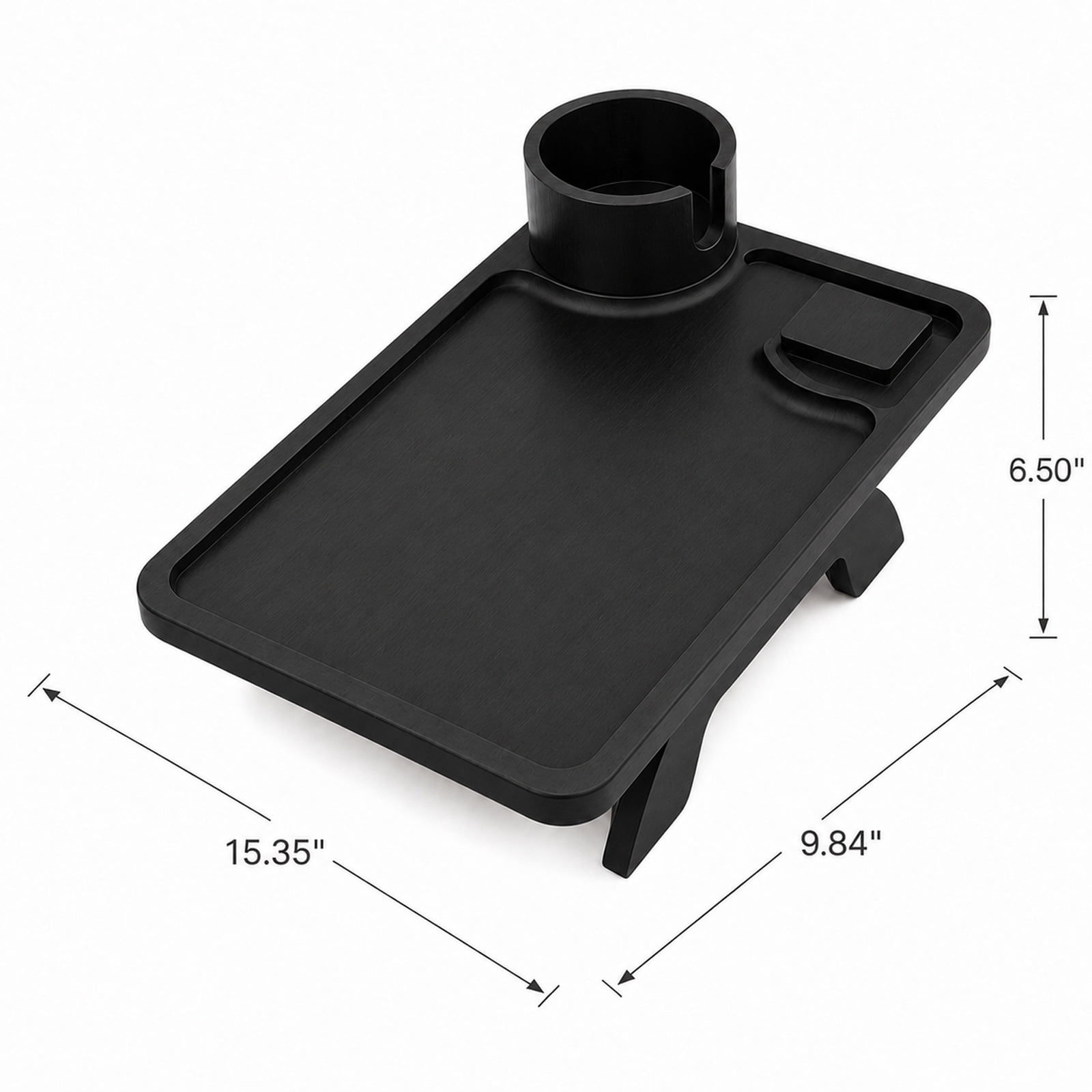 Alvantor 3-in-1 Acacia Wood Sofa Arm Tray with Rotating Phone Holder
