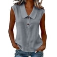 thumbnail image 2 of Jinhomg Women's V Neck Tank Tops Sleeveless Polos Shirts Henley Loose Fit Cute Summer Tees 2026 Fashion Trendy Clothes Gray S, 2 of 6