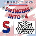 thumbnail image 2 of Spider Theme 4th Birthday Banner, Pre-strung Swinging into 4 Banner, Ghost Spider 4th Birthday Decorations Party Supplies for Kids, Fourth Decor for 4 Year Old Boys Girls (Red and Blue), 2 of 14