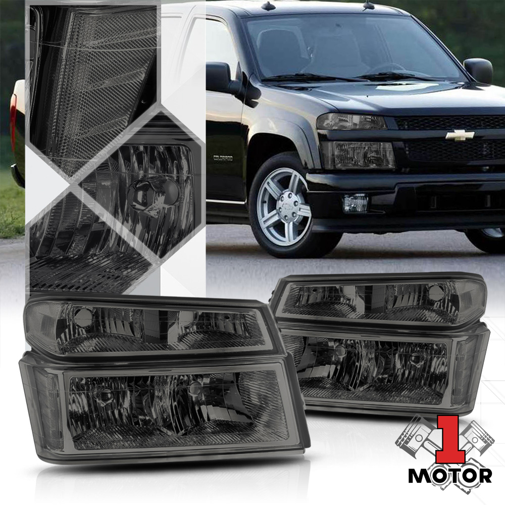 Smoke Tinted Headlight Clear Signal Reflector for 0412 Chevy Colorado