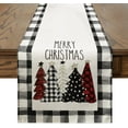thumbnail image 1 of Camino de mesa navideño, acuarela, cuadros de búfalo, árboles de Navidad, temporada, vacaciones de invierno, cocina, mesa de comedor, decoración de 13*72 pulgadas, 1 of 3