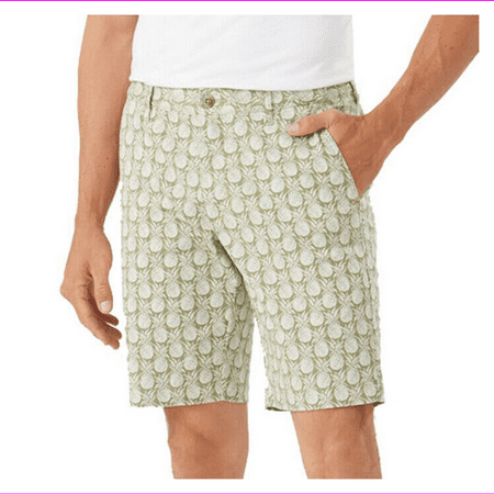 Tommy Bahama Mens Shorts Aloha Luau Khaki Green Pineapples Stretch, Size 40