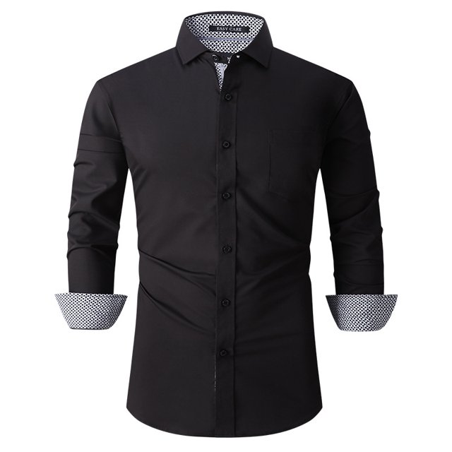 Mens Dress Shirts Regular Fit Long Sleeve Men Shirt