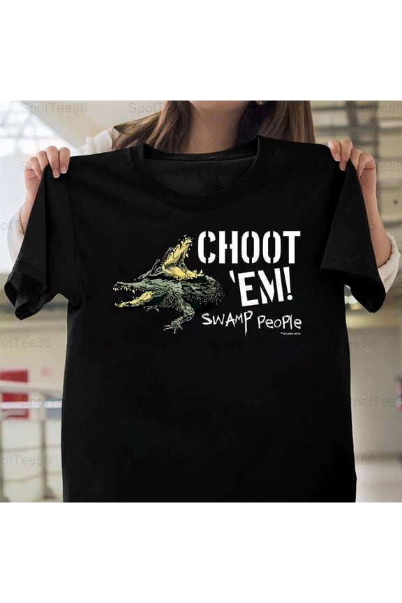 Swamp People Choot 'Em Alligator Funny Retro Vintage TV Show Graphic G268 Unisex T-Shirt, Up to Size 5XL