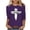 Purple#cute easter tops for women 3/4 sleeves, variant on Cute Easter Tops for Women 3/4 Sleeves,Easter Shirts for Women Christian Religious Cross Graphic Tee Tops Fashion 3/4 Sleeve Tunic Tshirt Spring Crewneck Blouses