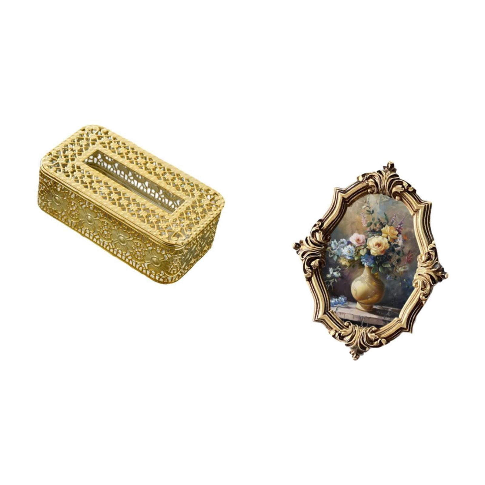 Fiocias Tissue Box Bathroom Toilet Paper Holder Tissue Paper Storage Holder Tissue Box Cover Facial Tissue Holder Photo Frame Resin Picture Frame Vintage Desi