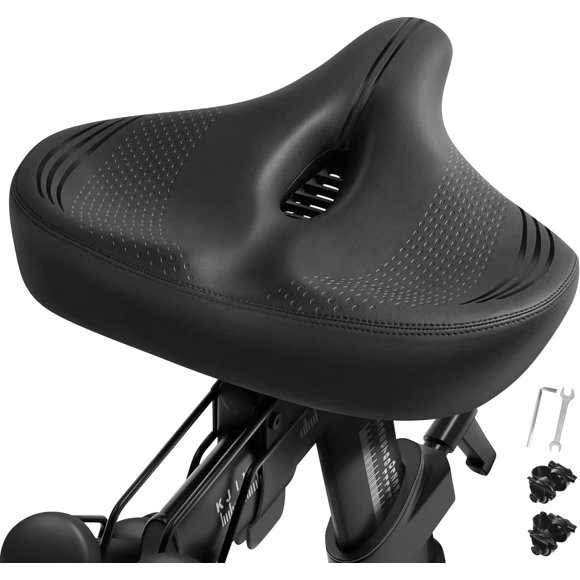 Asiento de bicicleta extragrande para bicicleta Peloton y bicicleta +, asiento de bicicleta cómodo de repuesto para hombres y mujeres, sillín ancho compatible con accesorios Peloton, ejercicio,