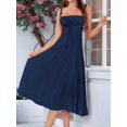 thumbnail image 6 of Midi Corset Dress Flowy Slit Lace Up Dresses for Women Tea Party A Line Casual Sundress Navy Blue XL, 6 of 8