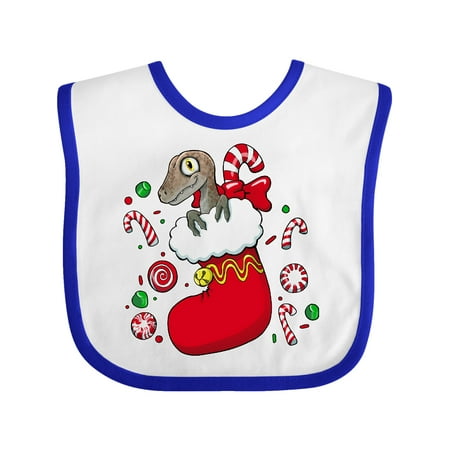 

Inktastic There s a Dinosaur in my Christmas Stocking with Candy Canes Gift Baby Boy or Baby Girl Bib