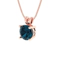 thumbnail image 2 of Clara Pucci 18K Rose Solid Hypoallergenic Gold 1Ct Natural London Blue Topaz Round Brilliant Cut Solitaire Designer Necklace Pendant For December, 2 of 7