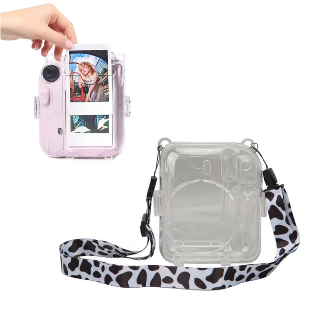 Protective Clear Case For Mini 12, Camera Protective Hard Shell Cover Transparent Camera Case With Adjustable Shoulder Strap Sticker