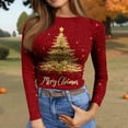 thumbnail image 7 of JGNGSHN Long Sleeve Christmas Shirts for Women Slim Fitted Stretchy Round Crew Ribbed Tops Printed T-Shirt Going Out Workout Outfits, 7 of 7