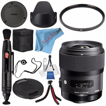 Sigma 35mm f/1.4 DG HSM Art Lens for Nikon DSLR Cameras + 67mm UV Filter + Lens Pen Cleaner + Fibercloth + Lens Capkeeper + Deluxe Cleaning Kit + Flexible Tripod