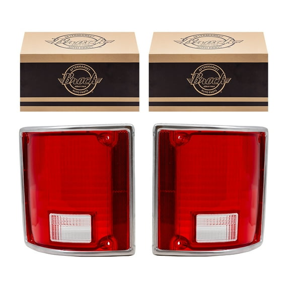 Brock Tail Light Lens for 1975-1986 C10 Lens w/Chrome Trim Set 5968329 1973-1986 C10 Suburban
