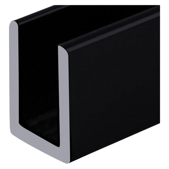 CRL Black Frameless Shower Door Aluminum Deep U-Channel for 3/8" Thick Glass - 95 in long