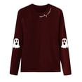 thumbnail image 5 of mgoYE Halloween Womens Clothing Halloween Sweatshirts for Women Ghost Pumpkin Long Sleeve T-shirt Graphic Tees Fall Pullover Tops(Wine,L), 5 of 8