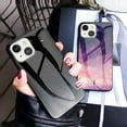 thumbnail image 3 of Compatible with iPhone 13 mini Case,Cute Starry Sky Patterned  Fashionable Tempered Glass Back with Soft Silicone Bumper Lightweight Protective Phone Case for iPhone 13 mini,Dreamy, 3 of 11
