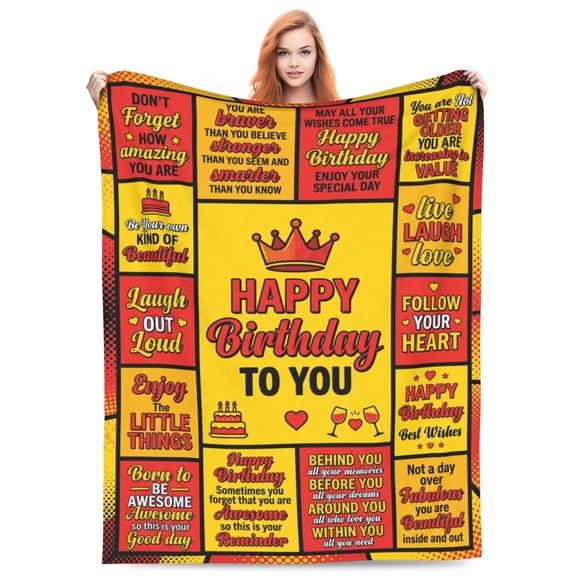Birthday Gifts for Women Throw Blanket, Happy Birthday Gift for Women, Unique Birthday Present for Her, Mom Sister Grandma Wife Friend, Birthday Room Decor 50x40