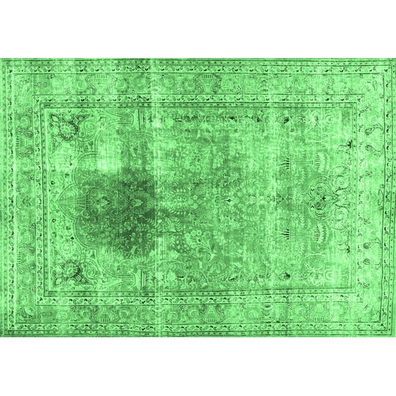 Ahgly Company Indoor Rectangle Persian Emerald Green Traditional Area Rugs, 7' x 10'