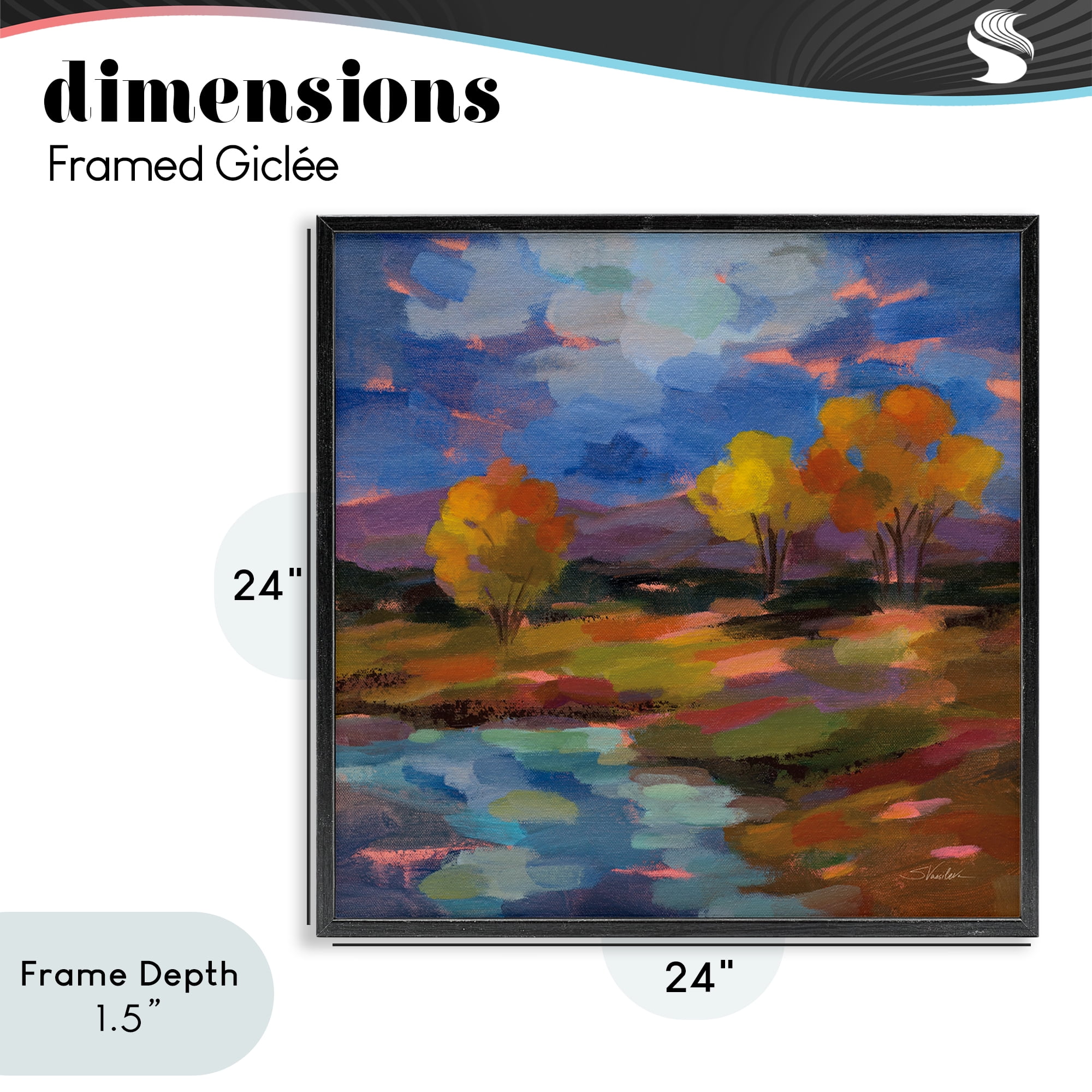 Stupell Industries October Glow Lakeside Reflection Black Framed Giclee Art, design by Silvia Vassileva