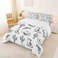 thumbnail image 2 of Homewish Sketch Cowboy Hot Boots Queen Comforter Set,Desert Cactus Comforter Sets Queen,White,Reversible,3pcs,1 Comforter and 2 Pillowcases, 2 of 7