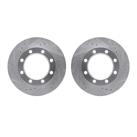 Dynamic Friction Company Front Brake Rotors-Drilled and Slotted-Silver 7002-48026