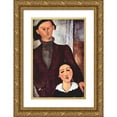thumbnail image 1 of Modigliani, Amedeo 13x18 Gold Ornate Wood Framed with Double Matting Museum Art Print Titled - Portrait of Jacques and Berthe Lipchitz, 1916, 1 of 4