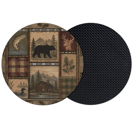 Farmhouse Patchwork Coasters Set of 2 Absorbent Coasters for Drinks Country Vintage Rustic Forest Mountains Coaster for Desk Coffee Table Protection Home Decor House Warming Gifts 4