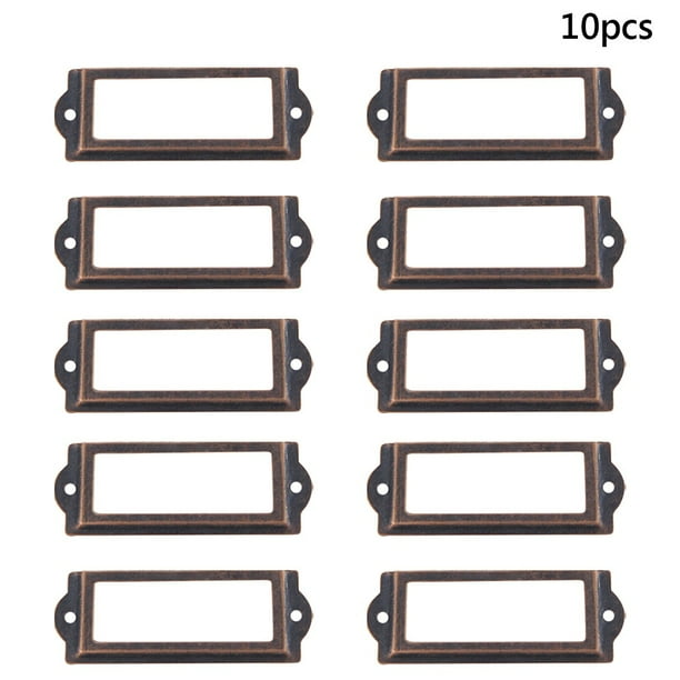 Papaba Label Holder,10Pcs Antique Label Pull Frame File Name Card Holder for Cabinet Drawer Box Case
