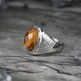 thumbnail image 3 of Stainless Steel Oval Natural Tiger Eye Ring, Men's Tigers Eye Ring, Oval Gemstone Ring, Statement Ring, Mens Jewelry, Gift for him, 3 of 3