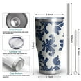 thumbnail image 6 of 30oz Blue and White Pioneer Flower Tumblers Stainless Steel Tumbler with Lid and Straw,Vacuum Insulated Double Wall Travel Tumbler Cups Mug with Cleaning Brush for Coffee,Tea, 6 of 7