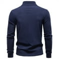thumbnail image 5 of USNSM Men Half Zipper Golf Shirts Fleece Lined Solid Color Long Sleeved Stand Up Collar Bottom Velvet Warm Top Blue XXL, 5 of 5