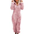 thumbnail image 1 of JFBUJC Women Fluffy Fleece Hooded Jumpsuit, 1 of 2