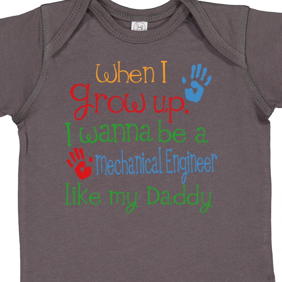 Mechanical Engineer Like Daddy Baby Bodysuit - Cute Handprints Design - Occupation Slogan Onesie