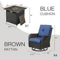 thumbnail image 2 of Gymojoy 5-Piece Patio Furniture Set with Rectangular Fire Pit Table, Swivel Rocking Chairs, Outdoor High Back Wicker Rattan Conversation Set with 4-inch Blue Cushions, 2 of 17