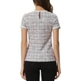 thumbnail image 3 of INSPIRE CHIC Women's Casual Round Neck Pearl Decoration Short Sleeve Tweed Top, 3 of 5