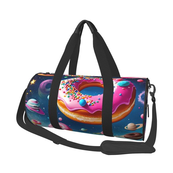 Fotbe Starry Sky Colorful Donut Pattern Foldable Sports Gym Bag with Wet Dry Pocket, Travel Bag, Large Capacity Duffel Bag, Splash Proof Carry on Bag, Overnight Bag, Weekender Bag